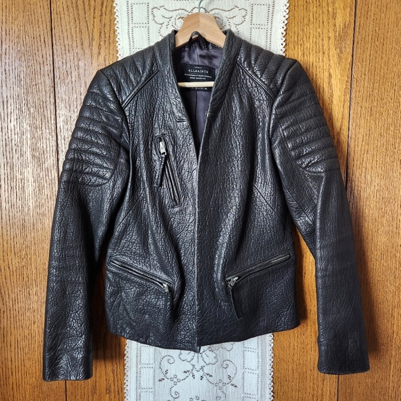 AllSaints Marin Leather Biker Jacket - Picture 1 of 15